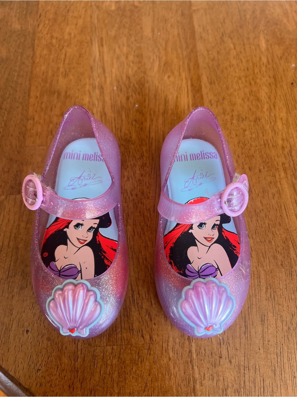 Mini Melissa Girls Pink Glitter Ariel Jelly Dress Shoes